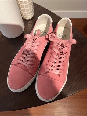 Pink Suede Lace-Up Sneakers